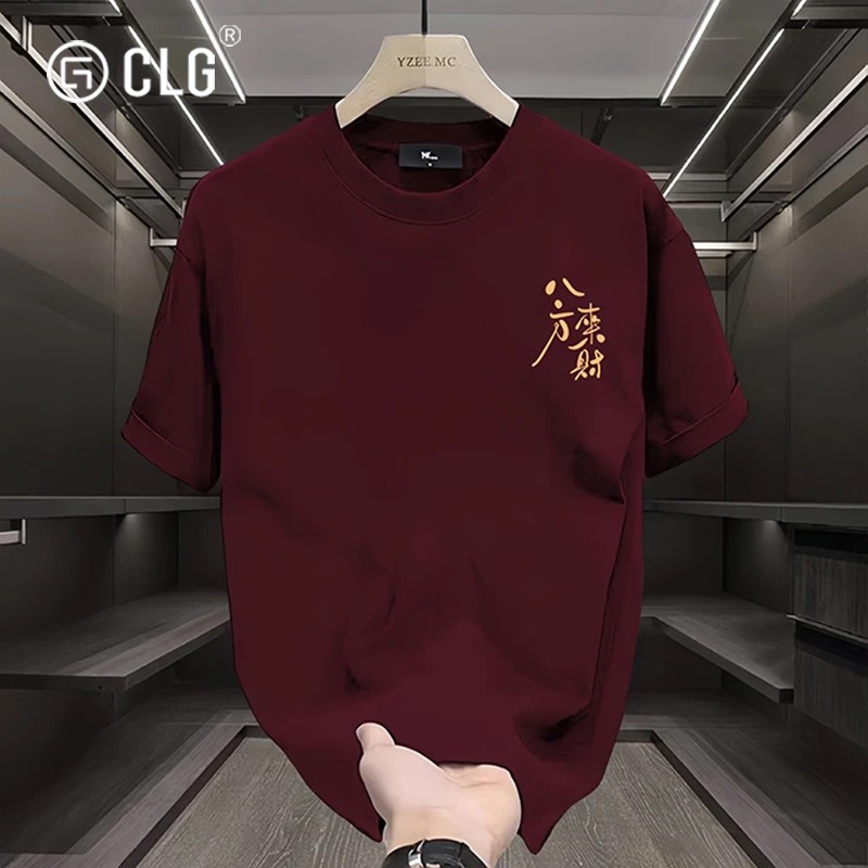 香港CLG潮牌马年本命年红色情侣装短袖体恤文字八方来财印花上衣