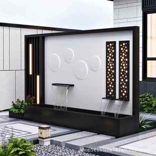 铝合金745院子流墅幕水水墙庭院别屏风景隔断墙不锈钢水景观墙影