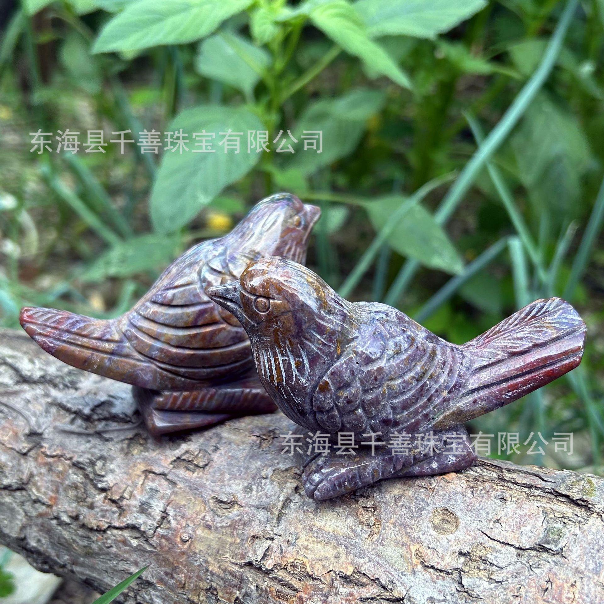天然水晶海洋碧玉小鸟雕刻件跨境爆款水晶创意摆件收藏家居水晶石