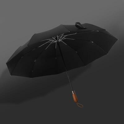 高档RAY礼 HORSE 10骨双层自动伞简约务男士商三折自动伞实木柄雨