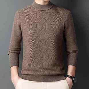 毛衣纯色半领衣厚保暖S607 秋冬新高款 男长袖 衫 TB上 山羊绒针织款