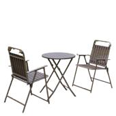 户外休闲桌椅组合铁艺庭院阳台室外椅子防水防晒便携折叠PVC圆桌