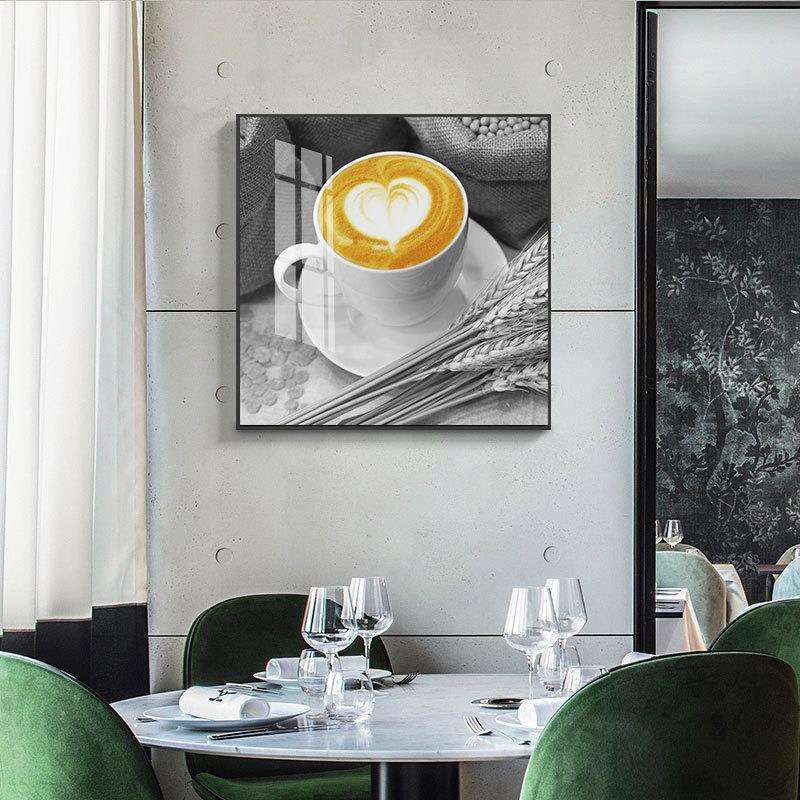 北欧饭厅装饰画黑白个性创意餐厅墙上的壁画正方形咖啡厅酒吧挂画