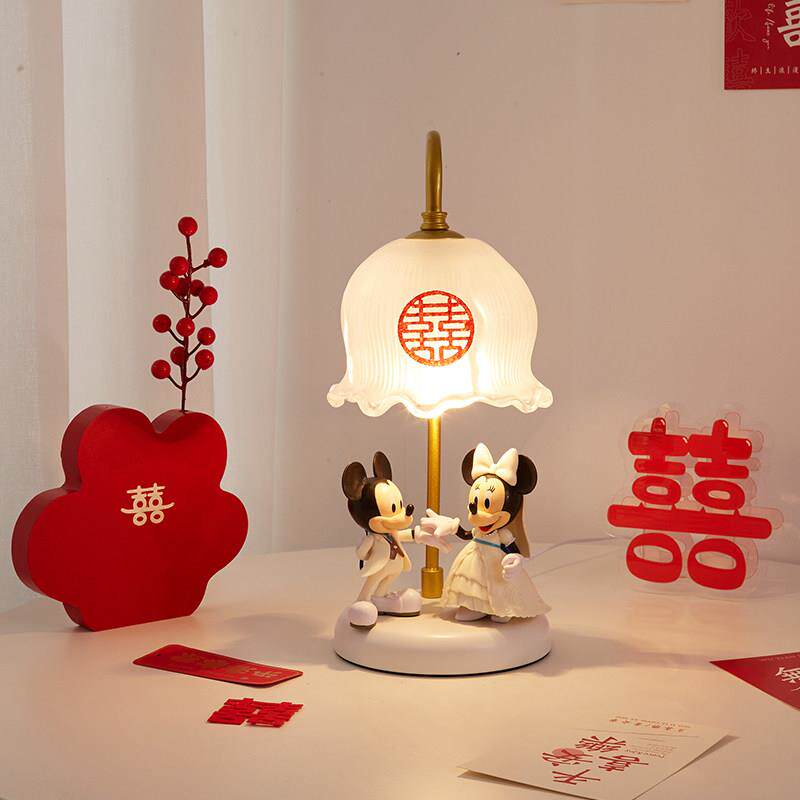 结婚台灯手工长明灯婚房床头灯送新娘礼物陪嫁灯结婚礼物红色喜灯