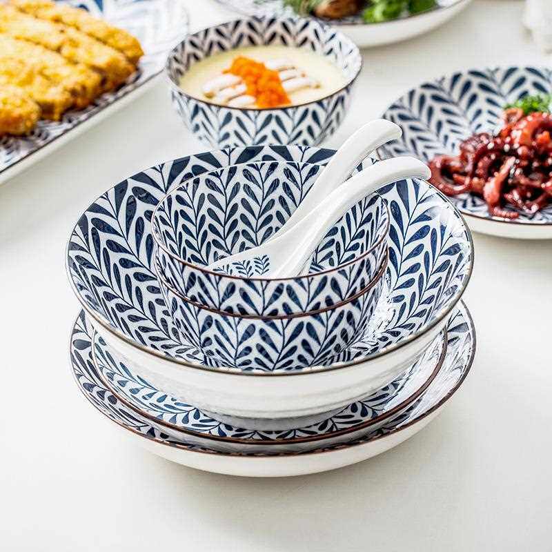 【睿】日式碗套早装家用陶瓷餐具装菜盘子餐碟盘IZ1204NS碗碟组合