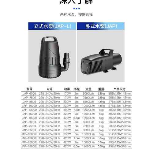 森森海鲜池鱼缸循环潜水泵JAP-6000/7500/8500/13000/15000/18000
