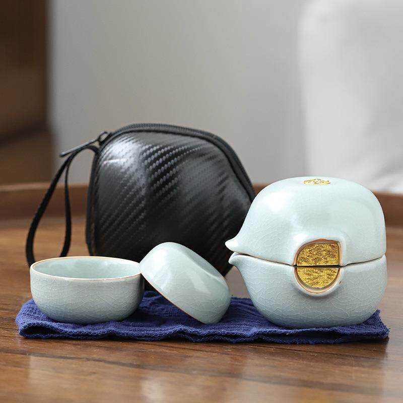 圆福旅行茶具套装快客杯一壶两杯便携式包公道杯茶壶茶杯支持logo