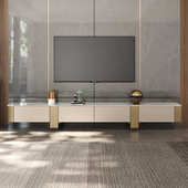 轻奢现代不锈钢岩板圆形茶几组合带抽屉大小户型客厅家用茶几简约