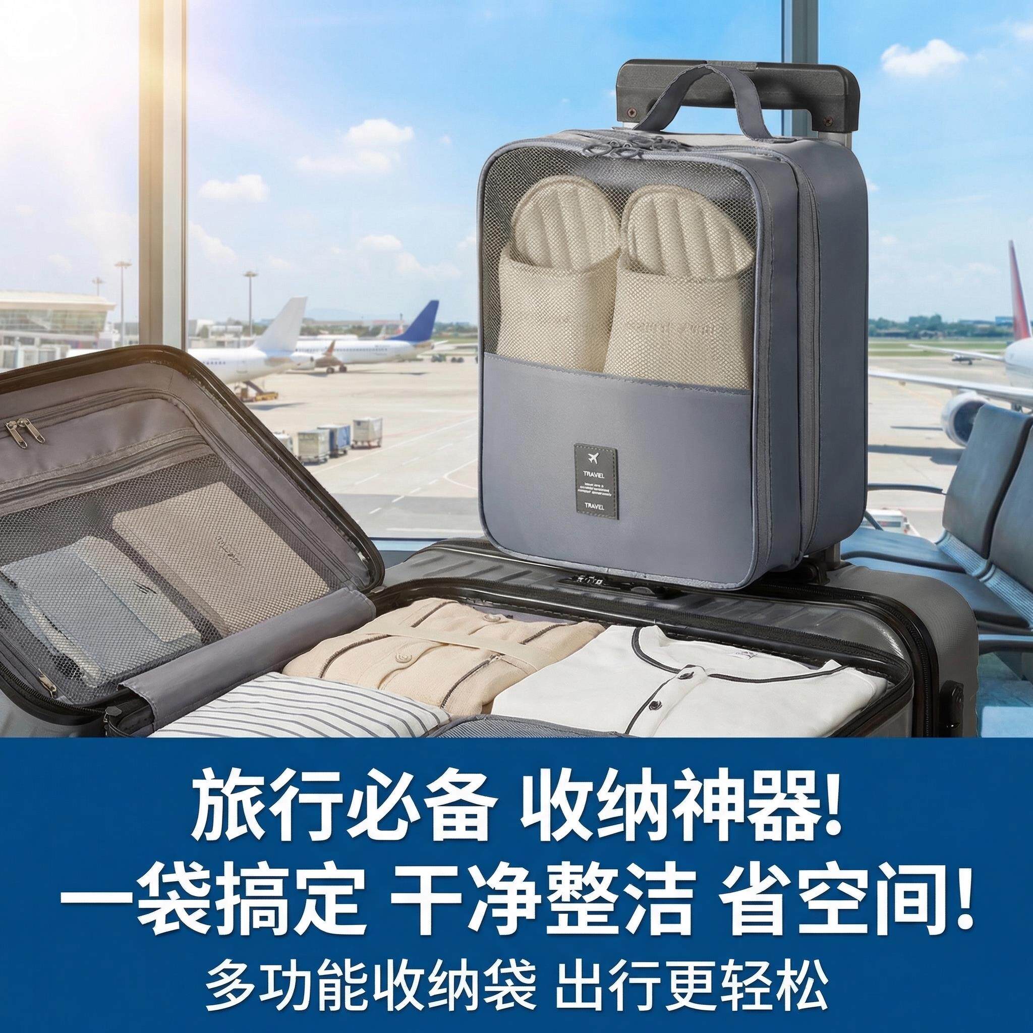 出差旅行鞋子收纳袋行李箱便携式旅游鞋盒防尘专用拖鞋收纳包神器
