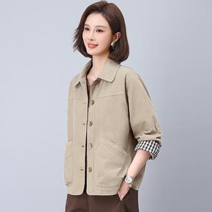 简短外套女款春龄秋新中年妈妈大码宽松ZDU2160L休闲百搭约翻领减