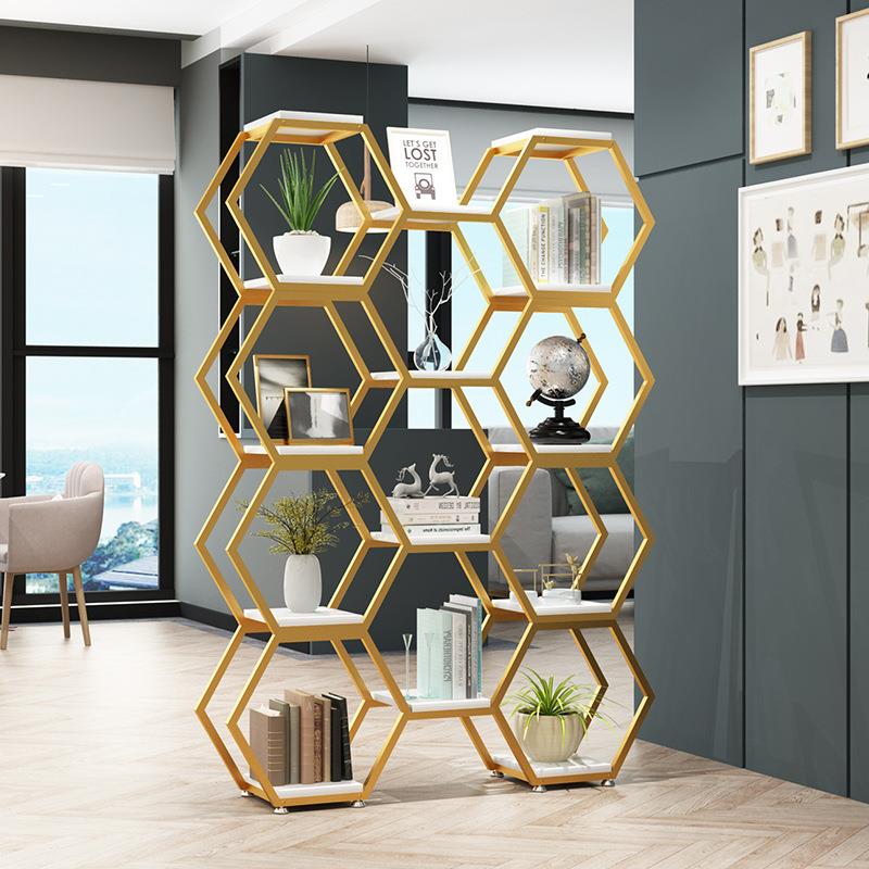 办铁艺隔断置物架公展室屏风隔断形客厅玄关花cw-2架创意六边商品