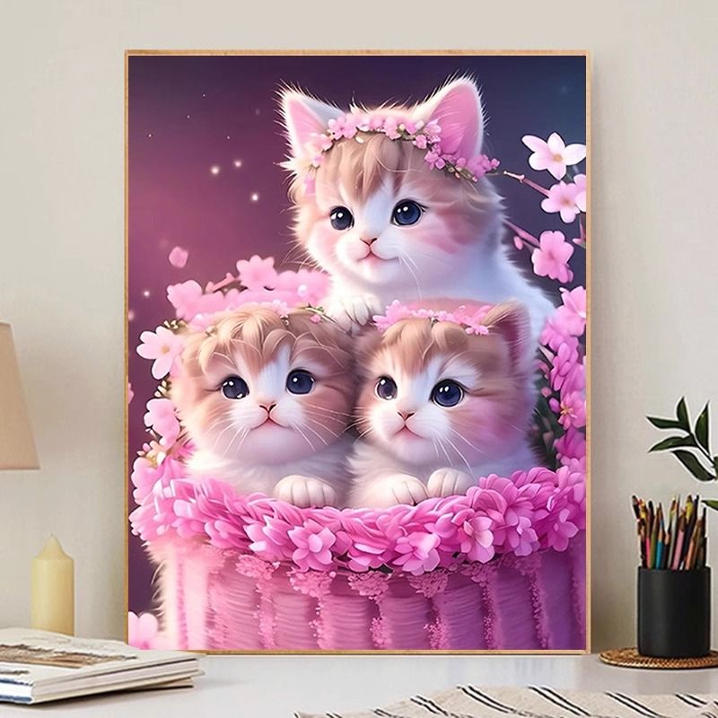 钻石画2025新款可爱动物花卉风景猫咪贴钻十字绣卡通卧室儿童满钻