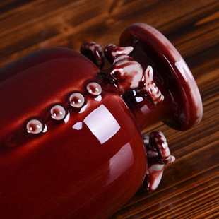 景德镇陶瓷钧瓷古典中式花瓶冰裂家居摆设工艺品三阳开泰花瓶批发