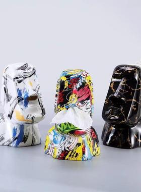 复活岛石人像纸巾抽 moai复活节石像人造型纸抽 摩艾鼻子款纸巾盒