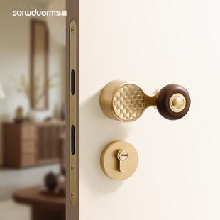 法式复古风门锁中古风卧室门把手家用室内磁吸静音木门分体锁