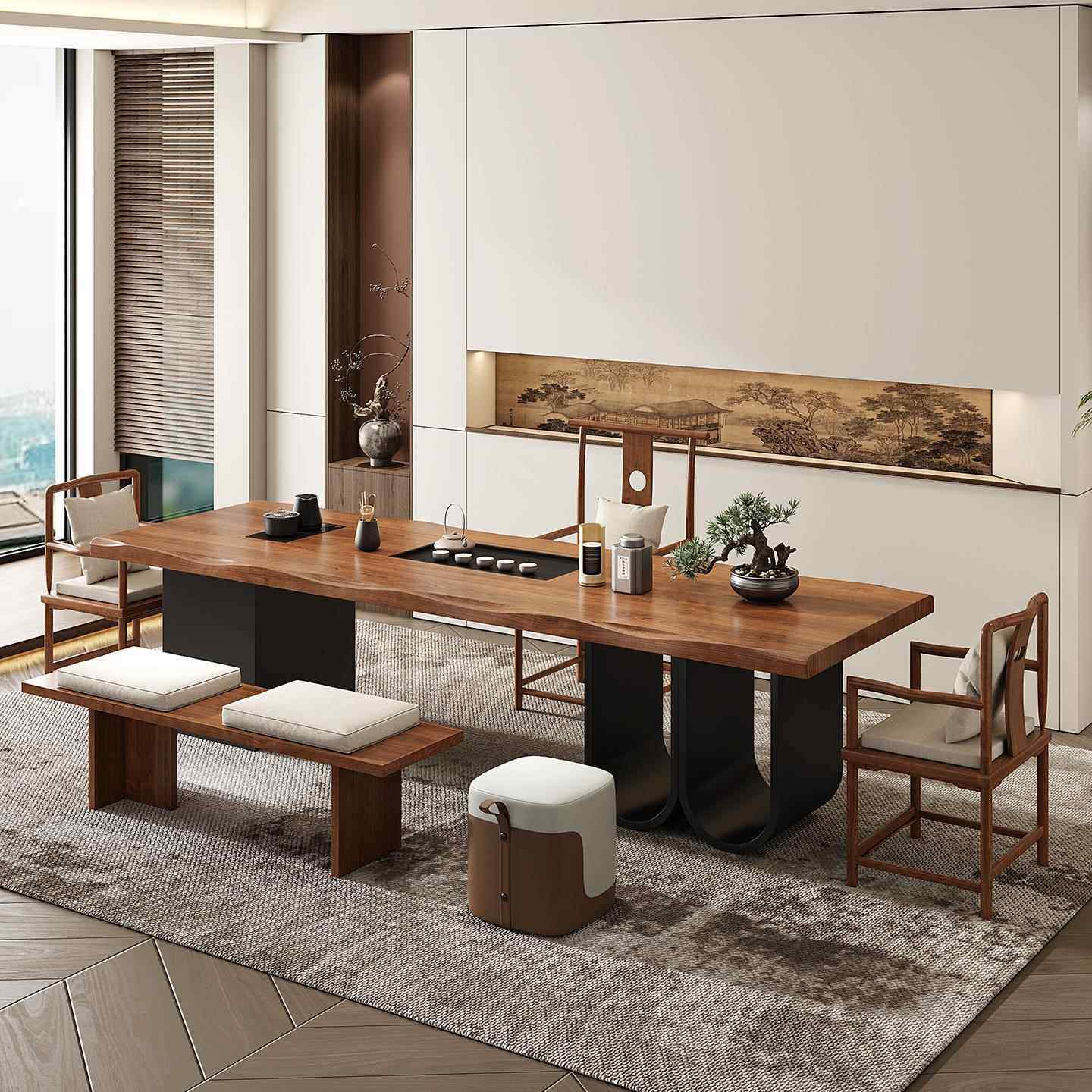 新中式实木茶桌茶台2025新款高端办公室烧水壶一体嵌入式泡茶桌椅,住宅家具,家用茶台/茶桌,淘宝优惠券,粉丝福利购,淘宝优惠卷