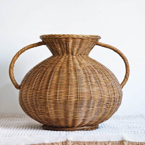 藤编制品编织插花瓶小筐装饰竹演出道具收纳筐