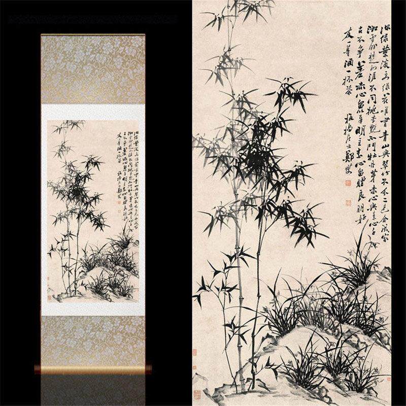 郑板桥竹画中国画横幅卷轴画花鸟画送客户竹画挂画书房壁画可定制