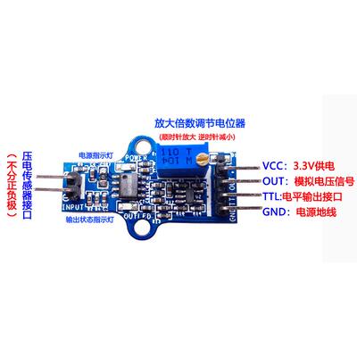 PVDF压电薄膜 套件 压电传感器 电荷放大模块 带比较器 热卖