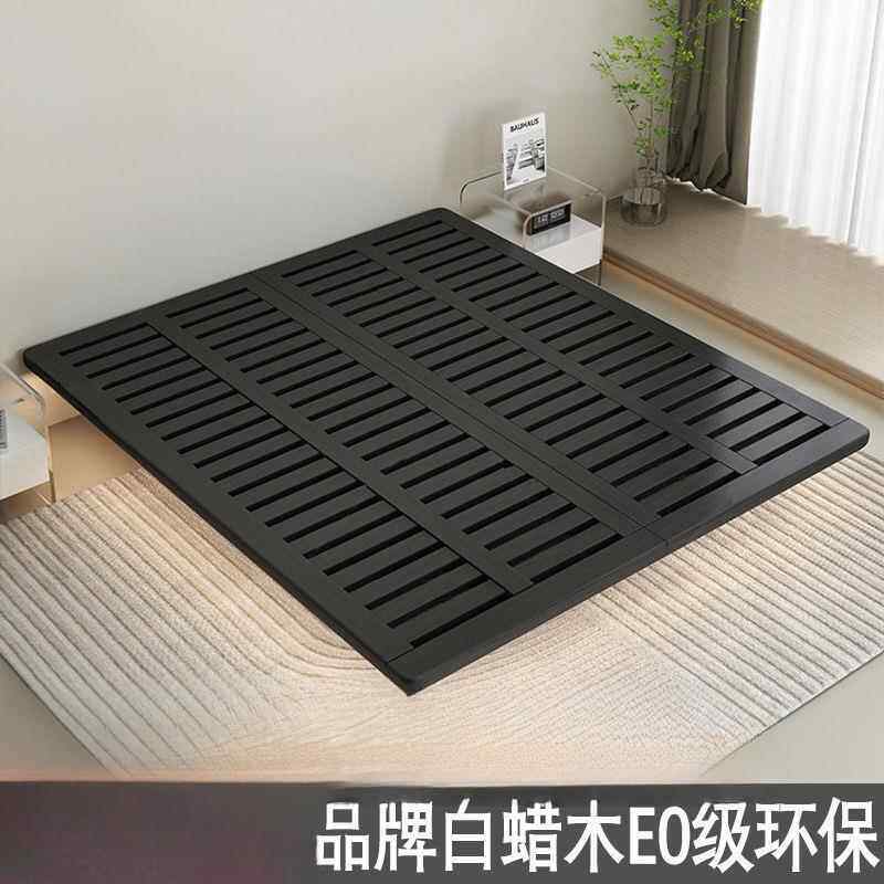 全实木加厚齐边白蜡木悬浮床感应灯悬空床架现代简约意式风格大床