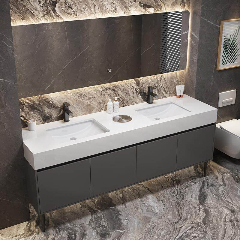 定制公共化妆室双槽洗脸盆浴室柜组合酒店民宿商用双槽洗脸盆落地