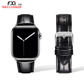 fxi 黑色鳄鱼纹苹果手表表带applewatch表带iwatch9876543表带iWatch Ultra21表带真皮女男牛皮苹果表带真皮