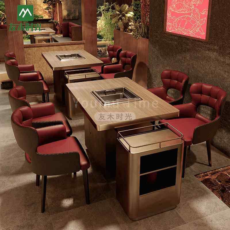 新中式连锁餐厅饭店餐桌椅湘菜馆自助餐厅卡座沙发烤肉火锅店桌椅