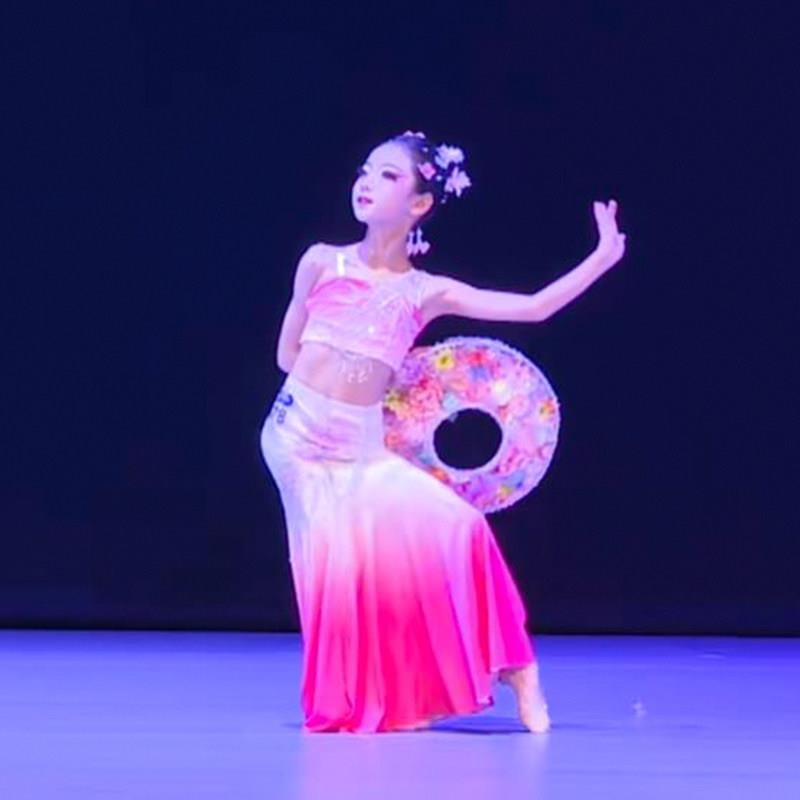 春意浓舞蹈服儿童独舞斗笠道具幼儿傣族演出服民族表演服装练习裙