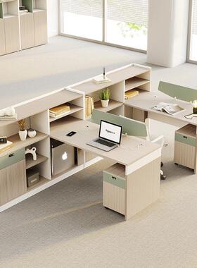 厂家供办公室办财务桌JC公桌带高柜/4/6人风财务职直员脑工位电桌