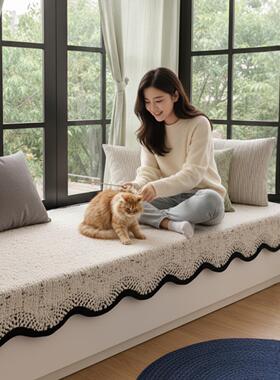 法轻式奢风秋冬新家用卧室阳台窗飘垫坐垫款盖布窗台KXB垫轻奢高