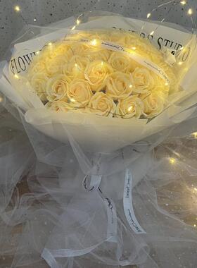 康乃馨玫瑰花束礼物仿真花男朋友永生花香皂花生日七夕速卖通