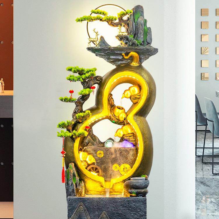 客厅流水摆件循环水葫芦风水轮鱼缸假山喷泉玄关装饰落地生财景观