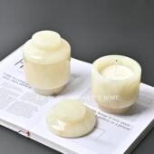 东南亚新中式 饰香薰烛台 玉石香薰蜡烛摆件烛台茶室茶台卧室床头装