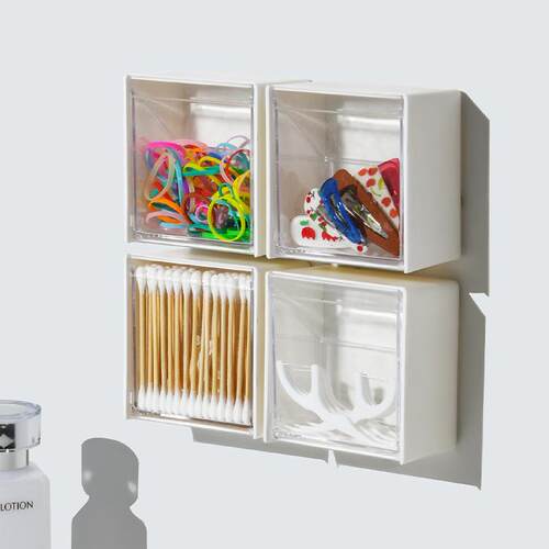 Wall-mounted transparent cotton swab storage box, bathroom f