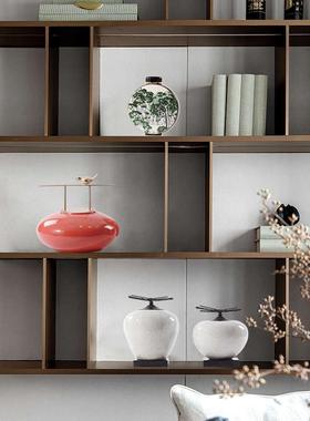 博古架摆件书柜样板间装饰品陶瓷酒柜ft中式软客厅新办公室茶室