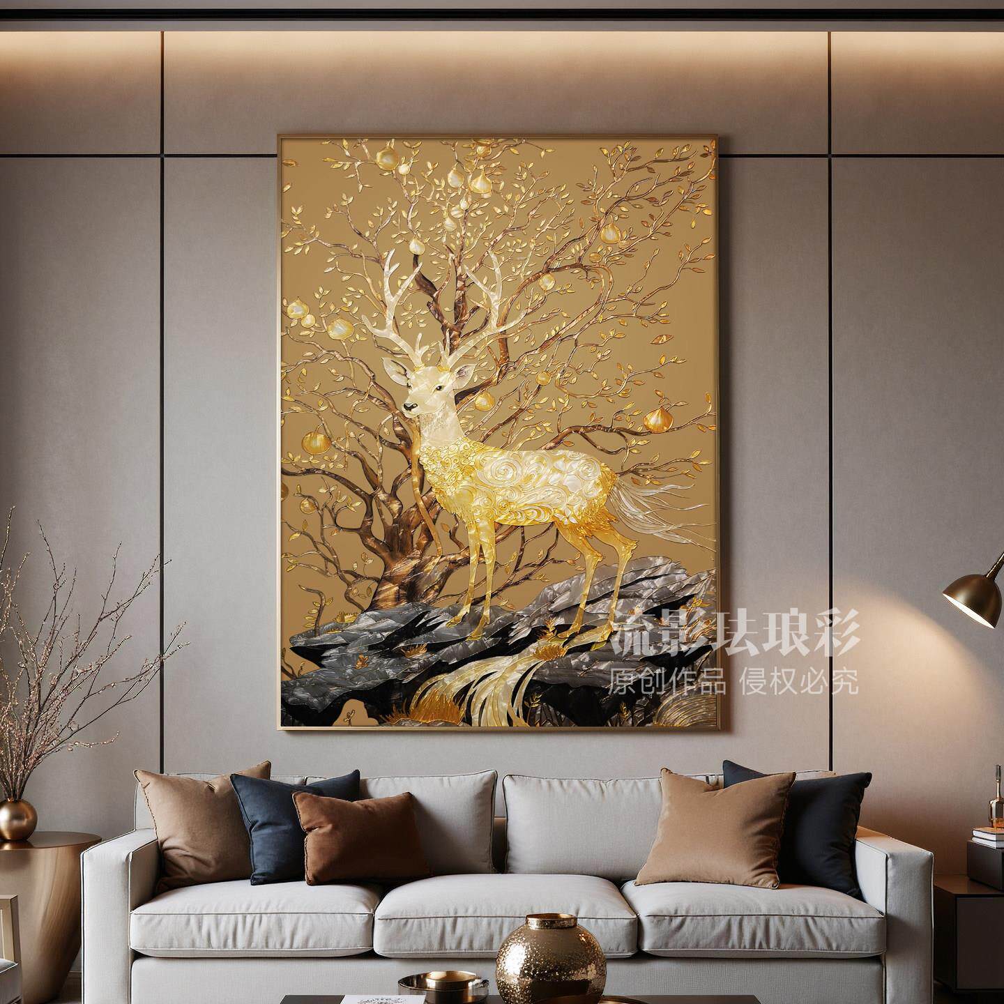 珐瑯彩画 画客厅墙壁背景墙装饰画 画高端挂画 画高级走廊过道楼