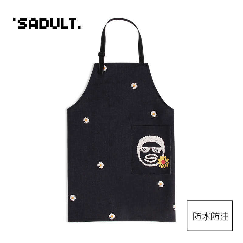 3JO可爱ins小雏菊日系布艺棉麻厨房家用做饭围裙防水防油皮革工作,家庭/个人清洁工具,围裙套装,淘宝优惠券,粉丝福利购,淘宝优惠卷