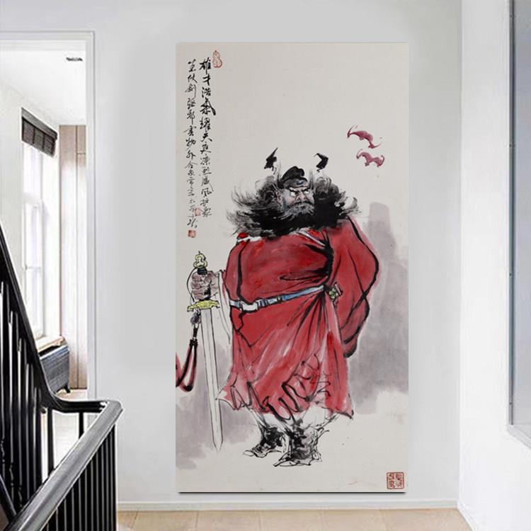 钟馗伏魔图国画天师钟魁水墨挂毯门神挂布中堂画客厅饭厅卧室装饰
