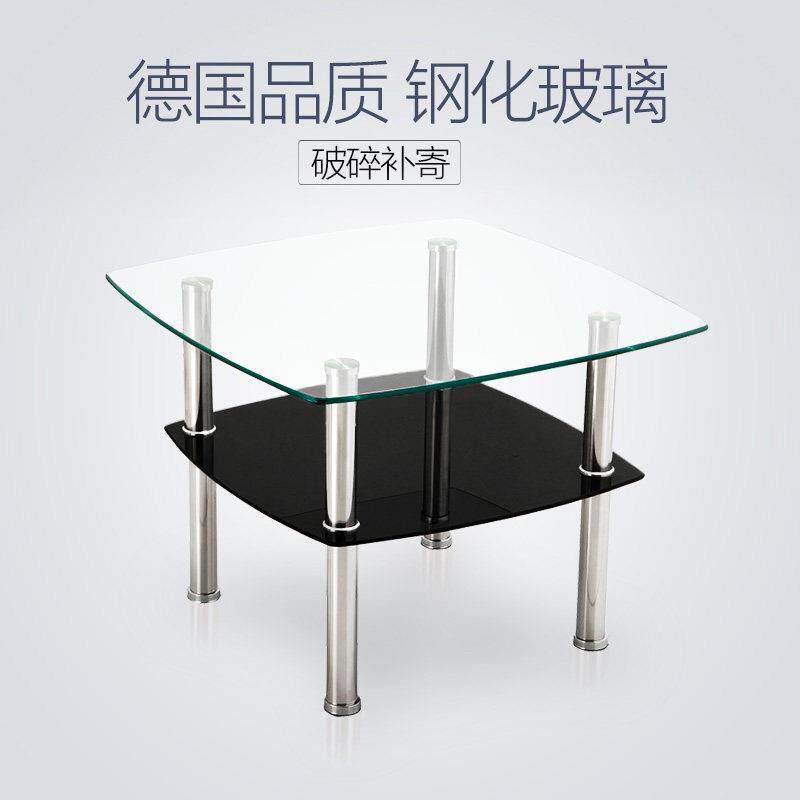 转角简约茶几沙发旁边小桌子迷你创意钢化玻璃简易客厅边几60cm高
