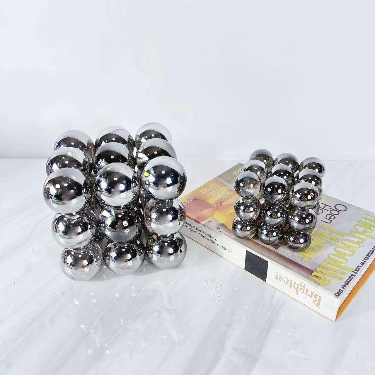 样板房现代简约水晶玻璃几何立体摆件售楼处软装饰品艺术品
