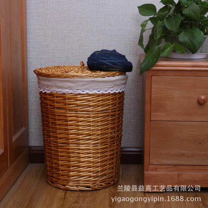 藤编带盖篓筐家超号脏衣篓脏脏衣篓藤衣服收纳装筐火锅用店化妆品
