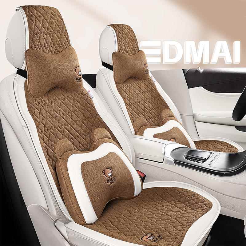 车坐卡垫亚麻布AKB四季通用通汽半包马鞍垫艺夏季小蛮腰运动座椅