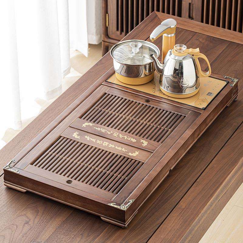茶具套装家用一体茶台加厚实木茶盘四合一玻璃烧水壶功夫无茶具装