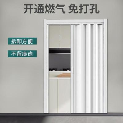 推拉开通临时开放式免推拉室内门厨房燃气折叠隔断pvc卫生间打孔