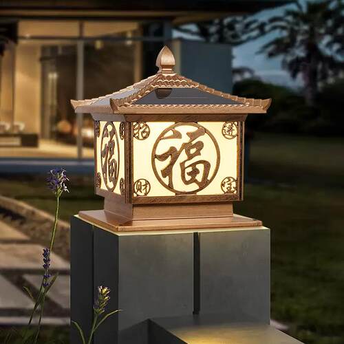 太阳能灯柱头灯 户外防水庭院灯花园别墅围墙门柱灯家用庭院路灯