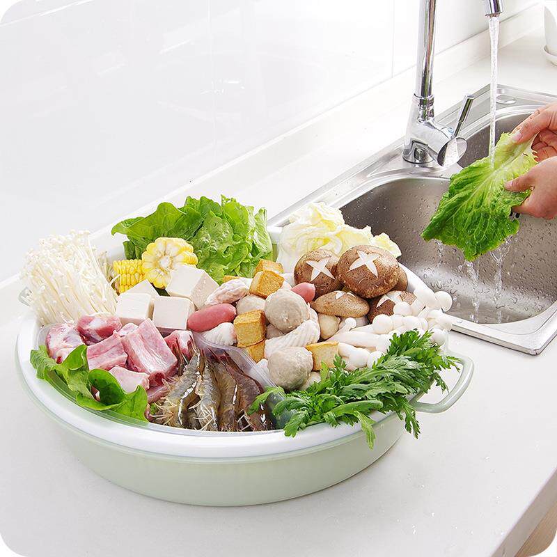 家用吃火锅蔬菜肉类圆形拼盘厨房洗菜篮果蔬沥水盘沥水筐火锅拼盘