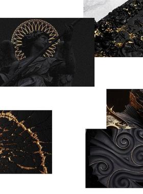 黑金羽毛项链男士金色吊坠轻奢潮高级感设计感小众ins黑色复古