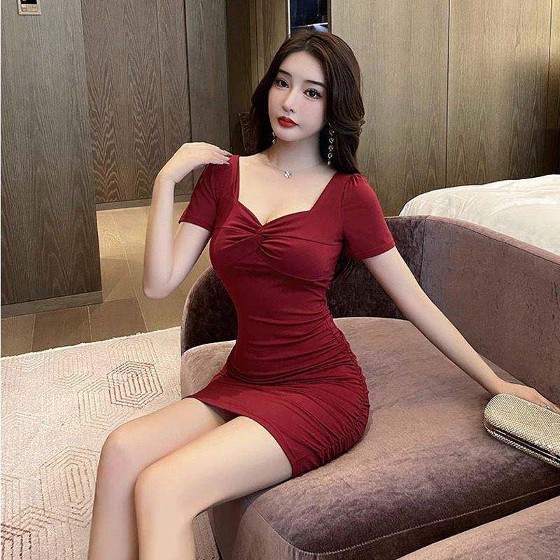 夜场连衣裙女养生桑拿技师服显瘦夜店女装足浴按摩短裙工作服