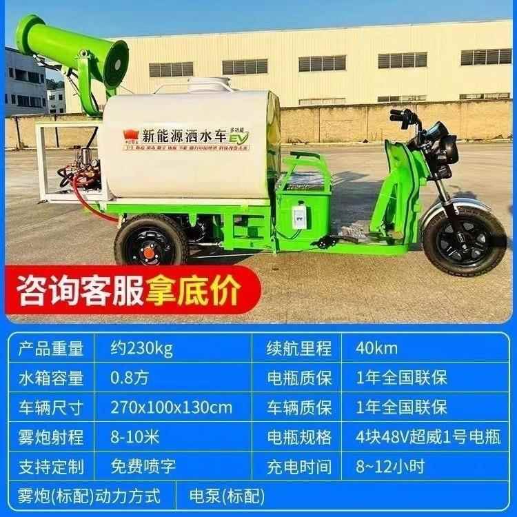 新能源电动三轮洒水车工地用多功能道路除尘绿化消毒车 小型雾炮