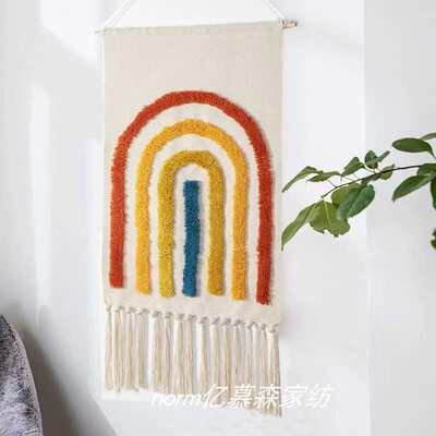 S228手工编织流苏挂毯波西米亚 装饰挂画布艺背景卧室民宿墙